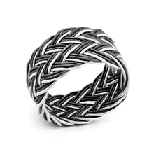 Load image into Gallery viewer, Men's Black- White Handmade 925 Carat Silver Kazaz Ring