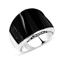 Load image into Gallery viewer, Men's Black Onyx Stone 925 Carat Silver Ring