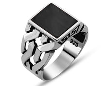 Load image into Gallery viewer, Men's Black Onyx Stone 925 Carat Silver Ring