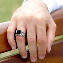 Load image into Gallery viewer, Men's Black Onyx Stone 925 Carat Silver Ring
