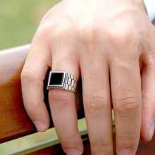 Load image into Gallery viewer, Men's Black Onyx Stone 925 Carat Silver Ring