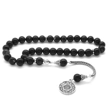 Load image into Gallery viewer, 925 Carat Silver King Tassel Round Cut Agate Natural Stone Prayer Beads