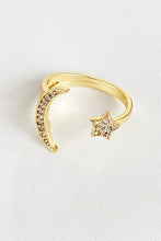 Load image into Gallery viewer, Women's Moon And Star Figure Gold Adjustable Ring