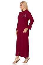 Load image into Gallery viewer, عباية عنابي بسحاب نسائية