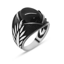 Load image into Gallery viewer, Men's Black Onyx Stone 925 Carat Silver Ring
