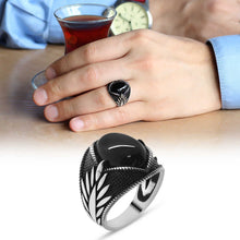 Load image into Gallery viewer, Men's Black Onyx Stone 925 Carat Silver Ring