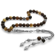 Load image into Gallery viewer, Stainless Metal Fringe Round Cut Agate Natural Stone Prayer Beads