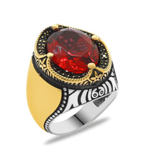 Load image into Gallery viewer, Men's Red Zircon Gemmed 925 Carat Silver Ring