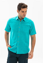 Load image into Gallery viewer, Men's Short Sleeves Turquoise Shirt