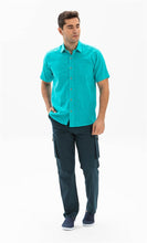 Load image into Gallery viewer, Men's Short Sleeves Turquoise Shirt