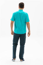 Load image into Gallery viewer, Men's Short Sleeves Turquoise Shirt