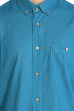 Load image into Gallery viewer, Men's Petrol Green Gauze Slim Fit Shirt