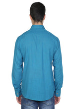 Load image into Gallery viewer, Men's Petrol Green Gauze Slim Fit Shirt