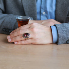 Load image into Gallery viewer, Men's Oval Natural Stone 925 Carat Silver Ring