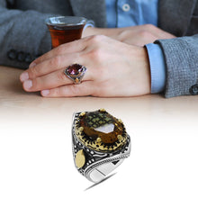 Load image into Gallery viewer, Men's Oval Natural Stone 925 Carat Silver Ring