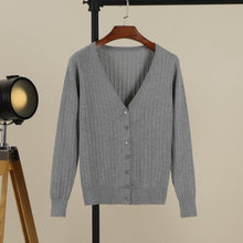 Load image into Gallery viewer, 2019 Autumn New Women Knitted Cardigan Fashion V-Neck Long Sleeve Solid Cardigan Sweater Single Button Casual Knit Coat PZ624