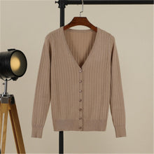 Load image into Gallery viewer, 2019 Autumn New Women Knitted Cardigan Fashion V-Neck Long Sleeve Solid Cardigan Sweater Single Button Casual Knit Coat PZ624