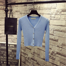 Load image into Gallery viewer, Korean Fashion Spring Newly Patchwork Sweaters Women Cardigans 2020 Slim Ladies Knitted Sweater Long Sleeve Buttons Sweater 1540