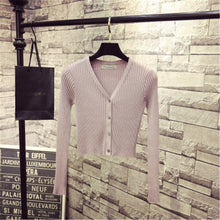 Load image into Gallery viewer, Korean Fashion Spring Newly Patchwork Sweaters Women Cardigans 2020 Slim Ladies Knitted Sweater Long Sleeve Buttons Sweater 1540