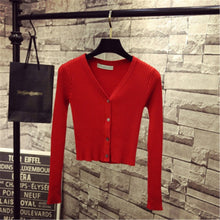 Load image into Gallery viewer, Korean Fashion Spring Newly Patchwork Sweaters Women Cardigans 2020 Slim Ladies Knitted Sweater Long Sleeve Buttons Sweater 1540