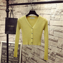 Load image into Gallery viewer, Korean Fashion Spring Newly Patchwork Sweaters Women Cardigans 2020 Slim Ladies Knitted Sweater Long Sleeve Buttons Sweater 1540