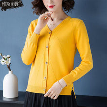 Load image into Gallery viewer, New Spring 2020 Women Knitted Cardigan Sweater Casual Single Breasted Coat Female Thin Knitted Jacket Elegant Pink Yellow
