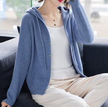 Load image into Gallery viewer, New arrrival Spring and Autumn style Soft plus size long-sleeve knitted outerwear hooded cardigan sweater women coats