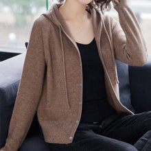 Load image into Gallery viewer, New arrrival Spring and Autumn style Soft plus size long-sleeve knitted outerwear hooded cardigan sweater women coats