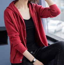 Load image into Gallery viewer, New arrrival Spring and Autumn style Soft plus size long-sleeve knitted outerwear hooded cardigan sweater women coats