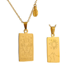 Load image into Gallery viewer, Yhpup 316 Stainless Steel 12 Constellations Necklace Square Pendant Fashion Waterproof Metal 18 Gold Collar Necklace 2021