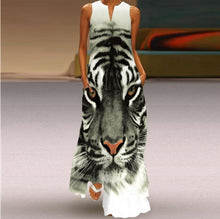 Load image into Gallery viewer, 2021 Summer Women's Fashion Sexy Retro Print V-neck Sleeveless Long Dress with Pocket European Style Dress Plus Size Dresses 5XL