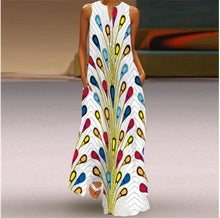 Load image into Gallery viewer, 2021 Summer Women's Fashion Sexy Retro Print V-neck Sleeveless Long Dress with Pocket European Style Dress Plus Size Dresses 5XL