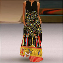 Load image into Gallery viewer, 2021 Summer Women's Fashion Sexy Retro Print V-neck Sleeveless Long Dress with Pocket European Style Dress Plus Size Dresses 5XL