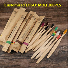 Load image into Gallery viewer, 100Pcs Eco-Friendly Bamboo Toothbrushes Travel Adult Wooden Soft Tooth Brush for Zero Waste Program