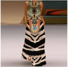 Load image into Gallery viewer, 2021 Summer Women's Fashion Sexy Retro Print V-neck Sleeveless Long Dress with Pocket European Style Dress Plus Size Dresses 5XL