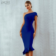 Load image into Gallery viewer, Adyce 2021 New Summer Women Bandage Dress Sexy One Shoulder Sleeveless Ruffles Nightclub Celebrity Evening Party Mermaid Dresses