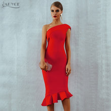 Load image into Gallery viewer, Adyce 2021 New Summer Women Bandage Dress Sexy One Shoulder Sleeveless Ruffles Nightclub Celebrity Evening Party Mermaid Dresses