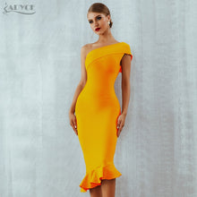 Load image into Gallery viewer, Adyce 2021 New Summer Women Bandage Dress Sexy One Shoulder Sleeveless Ruffles Nightclub Celebrity Evening Party Mermaid Dresses