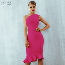 Load image into Gallery viewer, Adyce 2021 New Summer Women Bandage Dress Sexy One Shoulder Sleeveless Ruffles Nightclub Celebrity Evening Party Mermaid Dresses