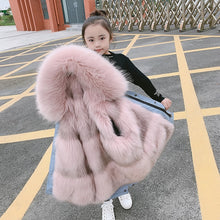 Load image into Gallery viewer, Boys Girls Fur Jacket Parkas Winter Faux Fur Liner Coat Children's Outerwear Imitation Fox Fur Hood Girls Jackets Coats TZ127