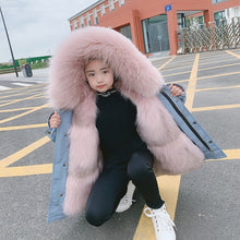 Load image into Gallery viewer, Boys Girls Fur Jacket Parkas Winter Faux Fur Liner Coat Children's Outerwear Imitation Fox Fur Hood Girls Jackets Coats TZ127