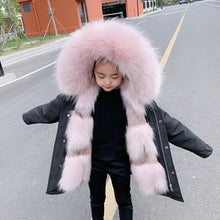 Load image into Gallery viewer, Boys Girls Fur Jacket Parkas Winter Faux Fur Liner Coat Children's Outerwear Imitation Fox Fur Hood Girls Jackets Coats TZ127