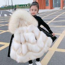 Load image into Gallery viewer, Boys Girls Fur Jacket Parkas Winter Faux Fur Liner Coat Children's Outerwear Imitation Fox Fur Hood Girls Jackets Coats TZ127