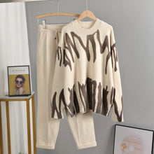Load image into Gallery viewer, GIGOGOU Tie Dye Winter Knit Two Piece Set Women Harem Pant Suits Oversized Loose Sweaters Jogging Knitted Tracksuit Outfits