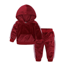 Load image into Gallery viewer, 1-6 Years Children Clothing Girl Outfit Warm Velvet Hooded Long Sleeve Tops+Pants For Spring Autumn