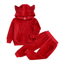 Load image into Gallery viewer, 1-6 Years Children Clothing Girl Outfit Warm Velvet Hooded Long Sleeve Tops+Pants For Spring Autumn