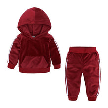 Load image into Gallery viewer, 1-6 Years Children Clothing Girl Outfit Warm Velvet Hooded Long Sleeve Tops+Pants For Spring Autumn