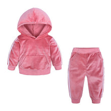 Load image into Gallery viewer, 1-6 Years Children Clothing Girl Outfit Warm Velvet Hooded Long Sleeve Tops+Pants For Spring Autumn