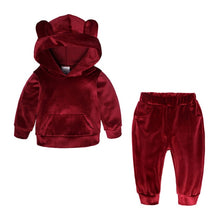 Load image into Gallery viewer, 1-6 Years Children Clothing Girl Outfit Warm Velvet Hooded Long Sleeve Tops+Pants For Spring Autumn