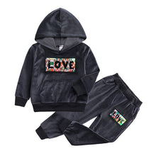 Load image into Gallery viewer, 1-6 Years Children Clothing Girl Outfit Warm Velvet Hooded Long Sleeve Tops+Pants For Spring Autumn